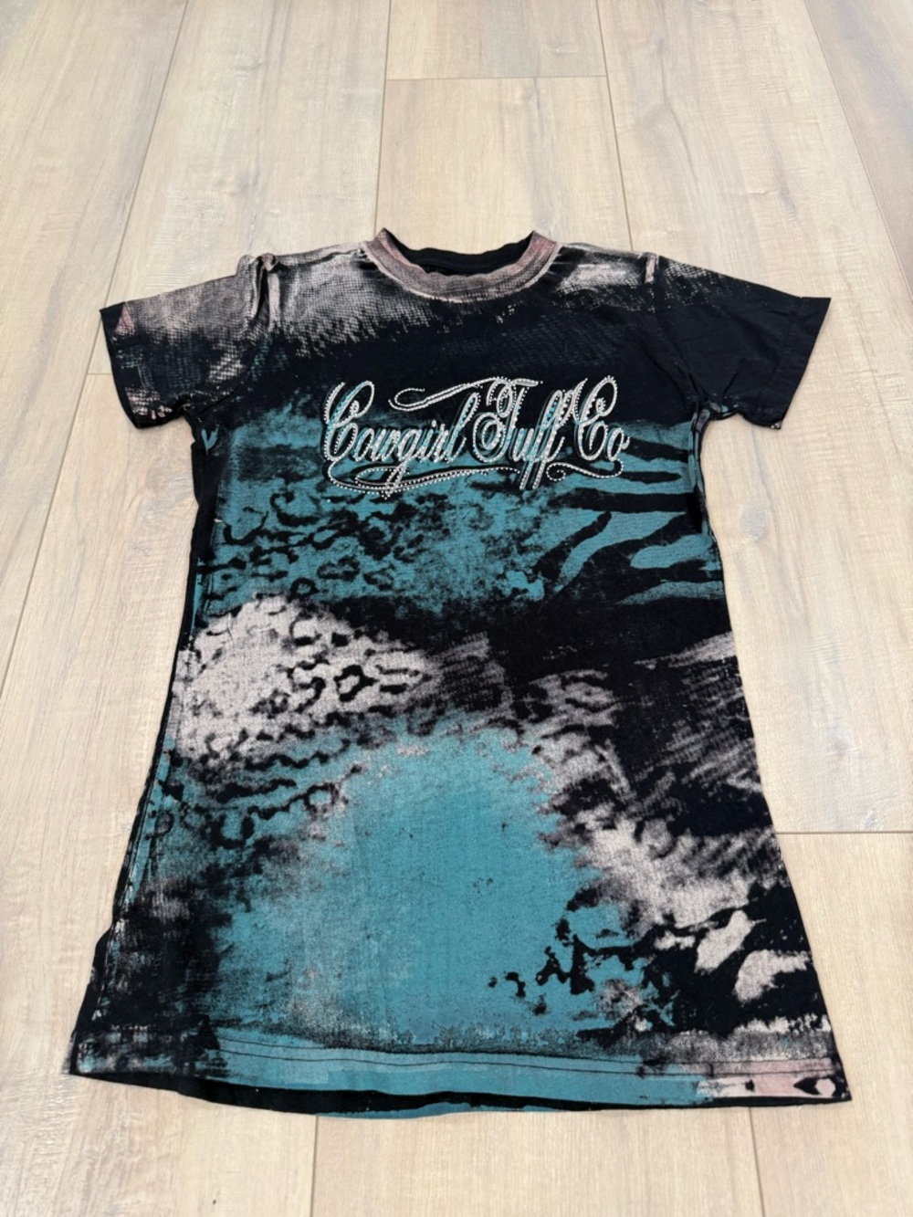 Cowgirl Tuff Black, Teal & White Short Sleeve Graphic Tee